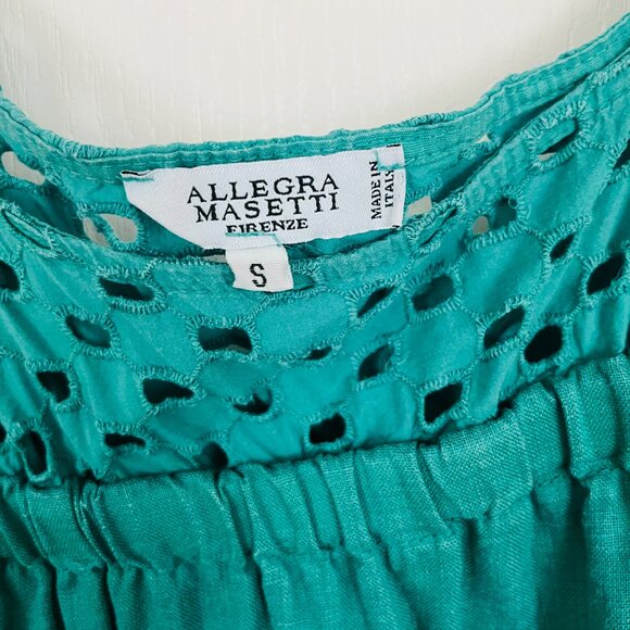 Allegra Masetti Firenze Sleeveless 100% Linen Dress with Eyelet Detail - Picture 2 of 13